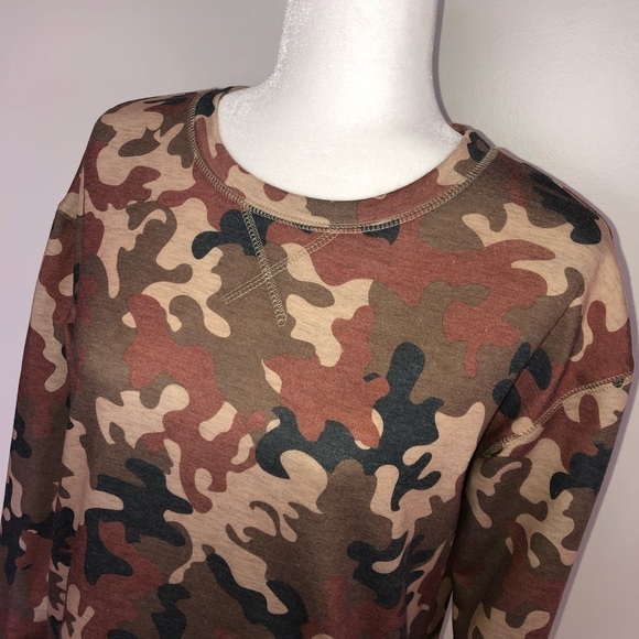 Love Riche Oversized Cotton Cano Camouflage Sweater Dress Womens Small - Picture 2 of 6